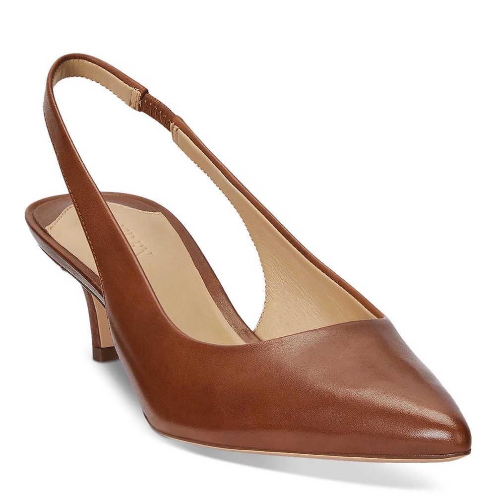 Ralph Lauren Lolah Pointed Toe Slingback Pumps Leather Heels Women Size 9.5